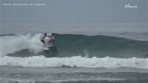 Kelly Slater surfing with Brazilian João Paulo JP Azevedo in Uluwatu