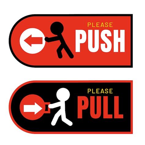 Red And Green Pvc Push Pull Door Sign Sticker Label