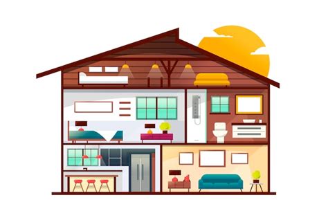 Free Vector | House in cross-section