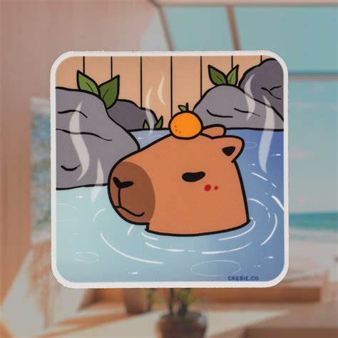 Vinyl Sticker Capybara Hot Springs Water Bottle Sticker Laptop Sticker Phone Sticker Kindle