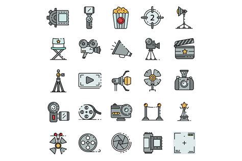 Film Production Icons Set Vector Flat Graphic By Ylivdesign · Creative