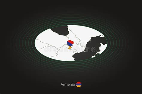 Armenia Map In Dark Color Oval Map With Neighboring Countries Stock