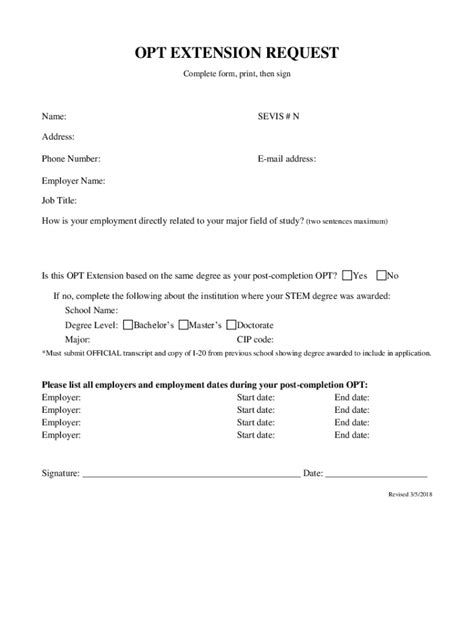 Fillable Online OPT Extension Information Form Fax Email Print PdfFiller