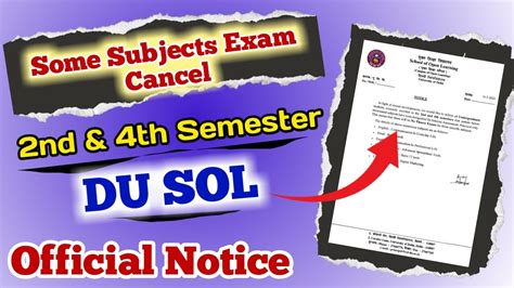 DU SOL 2nd 4th Semester Some Subjects Exam Cancelled SOL Admit Card