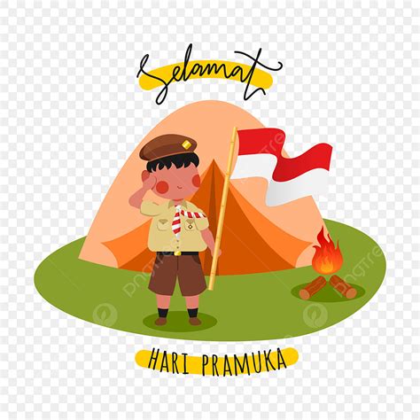 Camp Scout Boy Ilustration For Hari Pramuka Hand Drawn Hari Pramuka