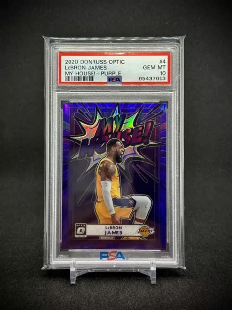 LEBRON JAMES 2020 Panini Optic My House púrpura Prizm PSA 10 Los