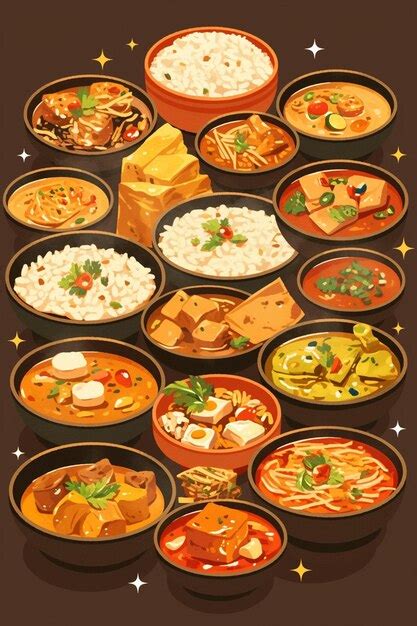 Indian Cuisine Patterns With Traditional Dishes Premium Ai Generated