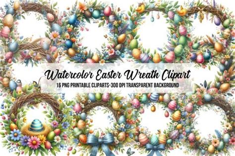 Watercolor Easter Wreath Clipart Graphic By Watercolorart Creative