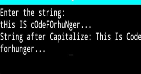 Codeforhunger Learn Coding Easily C Program To Capitalize The Given String