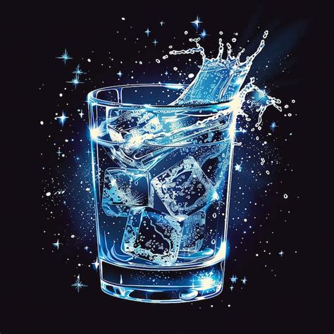 Premium Vector A Glass Of Ice Water With Ice And Ice Cubes In It