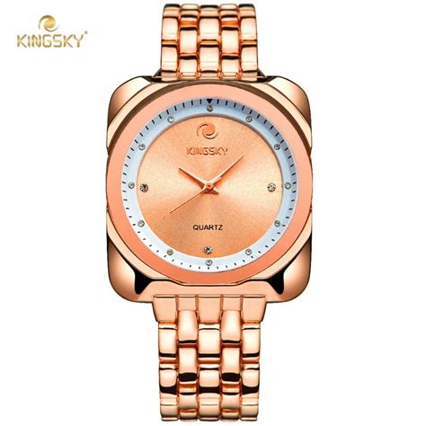 New Design Kingsky Rose Gold Women Watch Big Square Face Fashion Luxury