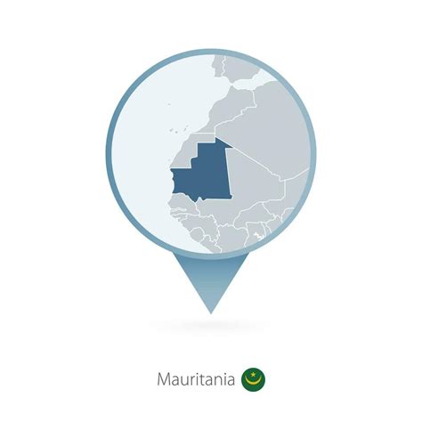 mapa alfiler con detallado mapa de Mauritania y vecino países 34242529