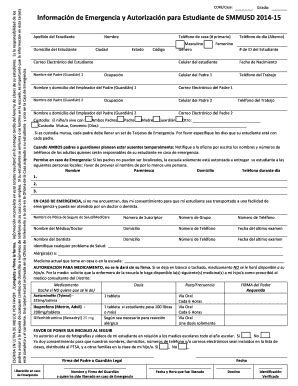 Fillable Online Samohi Smmusd Formulario De Informaci N De Emergencia