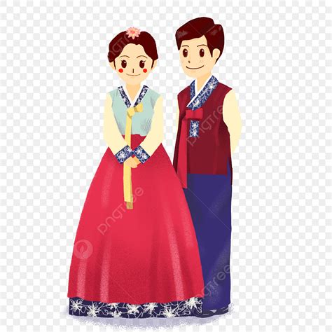 Korean Wedding Bride And Groom Hanbok Layered Hand Painted Commercial