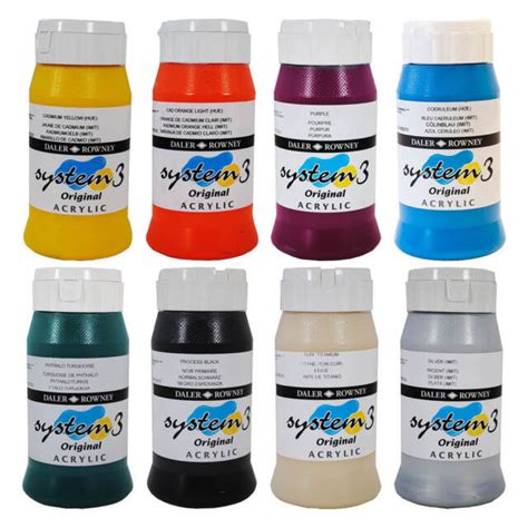 Daler Rowney System 3 Original Acrylic Large 500 Ml Bottle Various