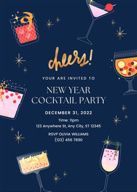 Free To Edit And Print Cocktail Party Invitation Templates Canva