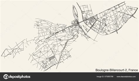 Detailed Hand Drawn Navigational Urban Street Roads Map Boulogne