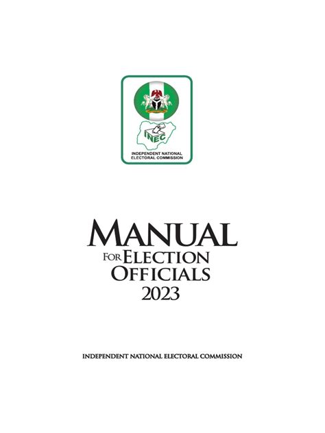 Inec 2023 Election Manual Pdf Elections Voting