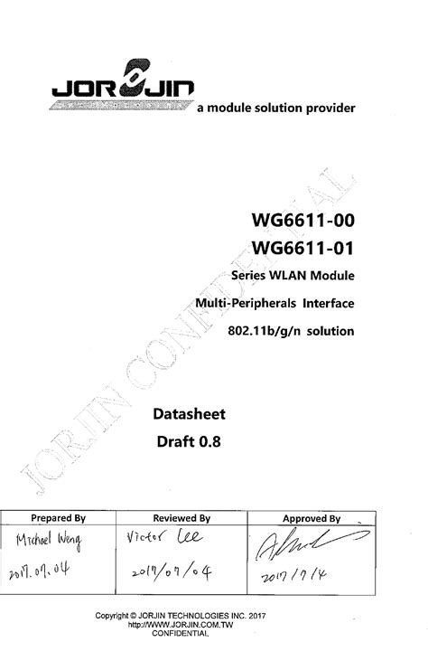 Jorjin Technologies WG6611 WLAN Module User Manual 1