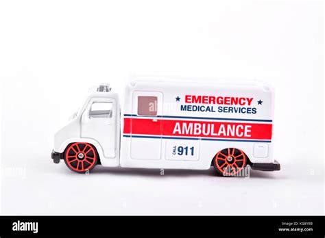 Toy Emergency Ambulance White Background Stock Photo Alamy