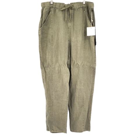 Nicole Miller Pants And Jumpsuits Nicole Miller Army Green 0 Linen High Rise Lightweight Cargo