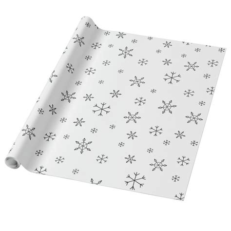 Holiday Black And White Christmas Snowflakes Wrapping Paper Zazzle