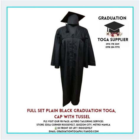 Black Graduation Toga Cap With Tussel Shopee Philippines