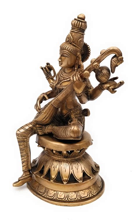 Bhunes Brass Saraswati Idol Brass Saraswati Statue Goddess Saraswati