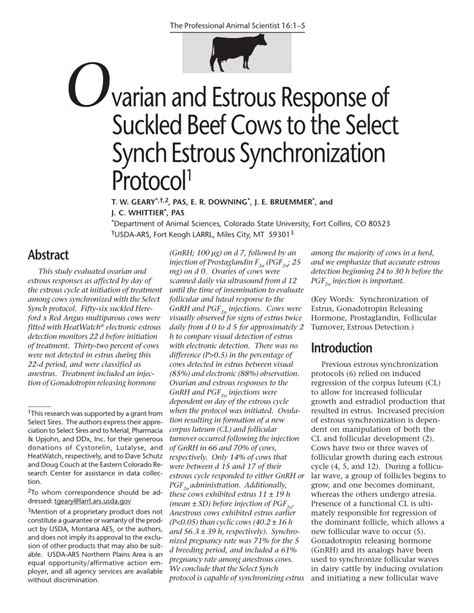 Pdf Ovarian And Estrous Response Of Suckled Beef Cows To The Select