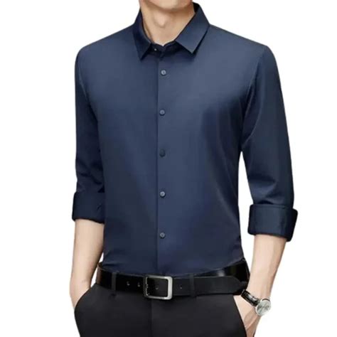 Classic Cotton Blend Solid Formal Shirts For Men Button Down Shirts