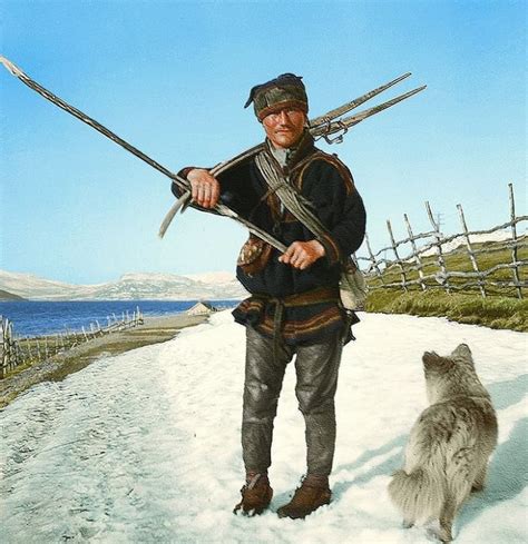 Sami Men With Skis Coloured By Per Ivar Somby Colourmypast We Are