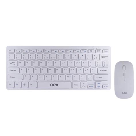 Teclado E Mouse Sem Fio Ultra Slim Oex Abnt Branco Tm