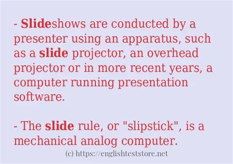 Example Uses In Sentence Of Slide EnglishTestStore Blog