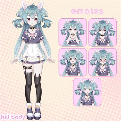 ArtStation - Girl Rabbit Vtuber Model | Full body/Fully Rigged Live2D Anime Model, Customizable ...