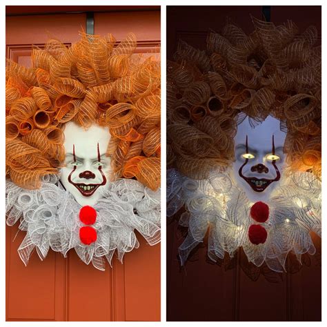 Pennywise Deco Mesh Wreath Etsy Horror Crafts Halloween Crafts