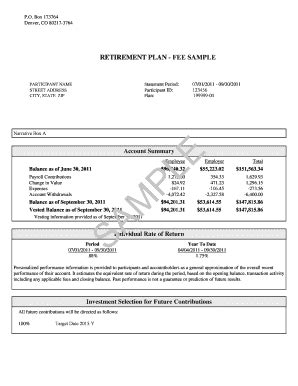 Fillable Online RETIREMENT PLAN FEE SAMPLE Fax Email Print PdfFiller