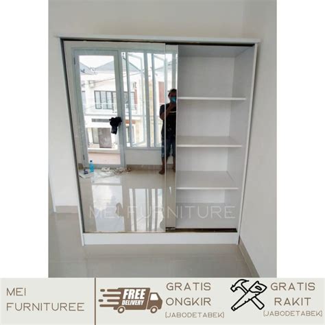 Lemari Sliding 2 Pintu Full Cermin 180x150x50 Lemari Pakaian Murah