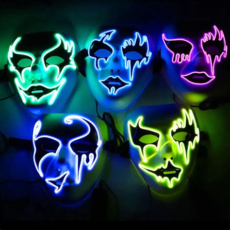 Halloween Full Face Mask Party Sound Reactive LED Mask Dance Rave Light ...