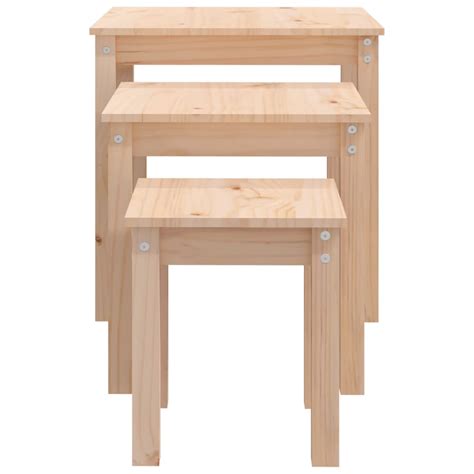 Xij Tables Gigognes Pcs Bois De Pin Massif Zjc