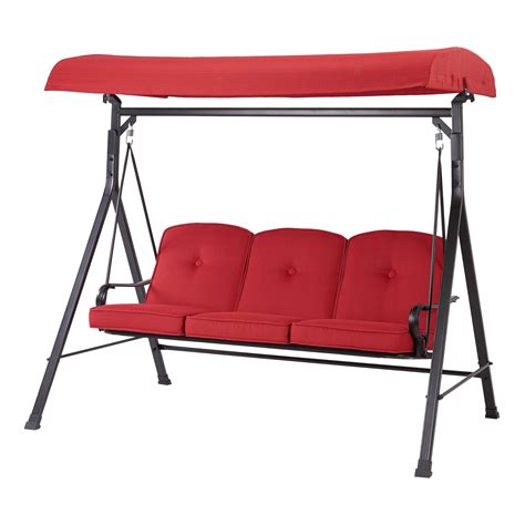 Mainstays Carson Creek Outdoor 3 Seat Porch Swing With Canopy Red