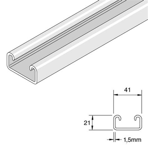 Unistrut P4000 Shallow Plain Channel X 3m Light Gauge 41 X 21 X 15mm