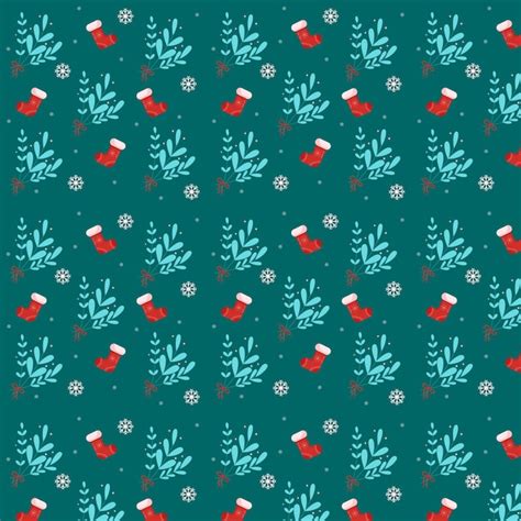 Premium Vector Christmas Seamless Pattern Snowflakes Twig And Sock