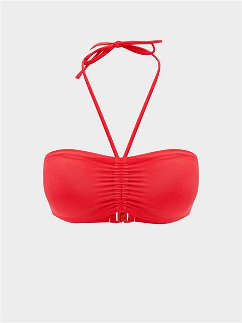 LCW DREAM Kırmızı Çıkarılabilir Pedli Büzgülü Kadın Bikini Üst