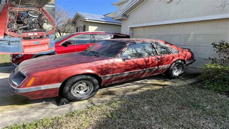 Derelict Fox Body Mustang Four Cylinder Awaits Ecoboost Swap In Florida Only 800 Bucks