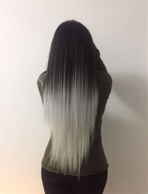 Hair Extensions Ombre 🖤 White Ombre Hair Black Hair Ombre Black