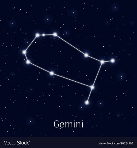 Sign Zodiac Gemini Night Sky Background Royalty Free Vector