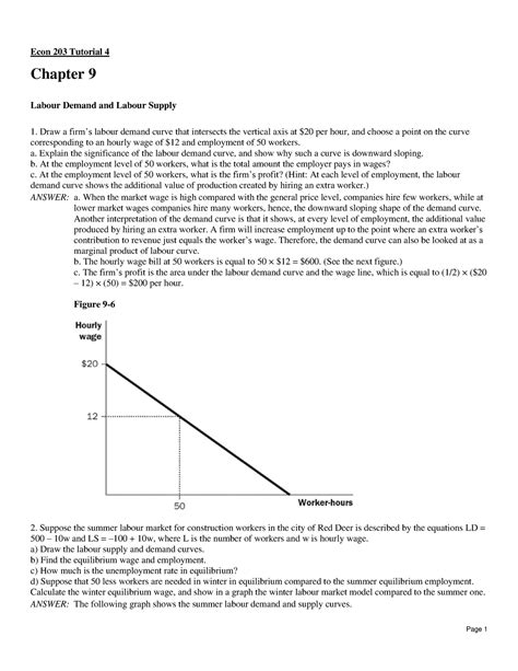 Econ 203 Tutorial Week 4 Econ 203 Tutorial 4 Page 1 Chapter 9 Labour