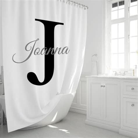 Custom Monogram Shower Curtain Personalized Name Shower Etsy