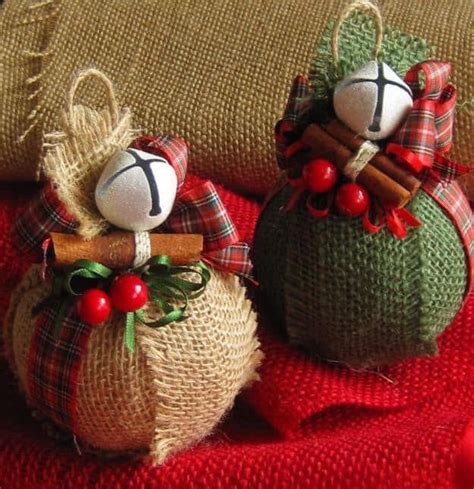 Natural And Green Burlap Christmas Ornaments Breathtakingly Rustic