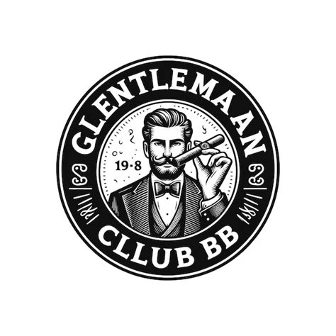 Premium Vector Vintage Monochrome Gentleman Club Label With Male Hand Holding Cuban Cigar